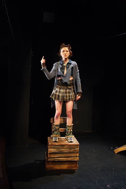 Jo Anne Glover as JoJo, the Bald-Faced Liar from Dog Act at MOXIE Theatre