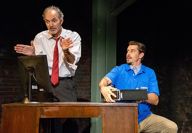 Eddie Yaroch and Justin Lang in Watson Intelligence at Moxie Theatre