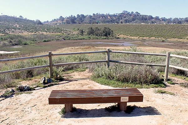 Memorial bench near halfway point