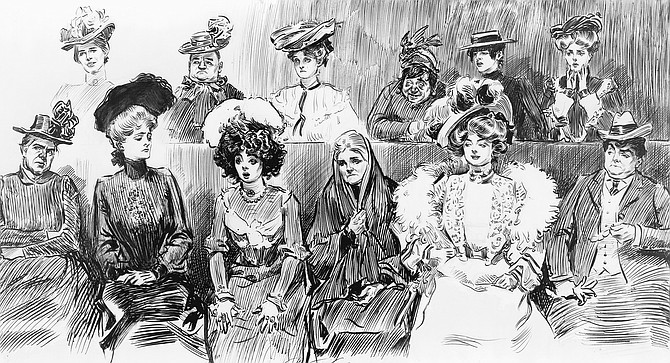 The fundraiser was closed to reporters, but SD on the QT was able to obtain this sketch of the audience as it took in Mr. Carson's remarks. Ms. Guzzlethwaite appears in the front row, second from the left.