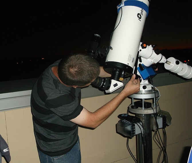 Permanent mounts for telescopes are all over the rooftop observatory.
