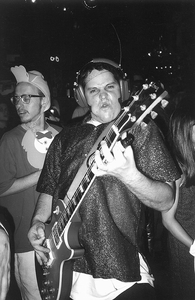 Devon Goldberg of Creedle dressed as John Reis, Rocket From the Crypt party, Halloween, Spirit Club, 1994