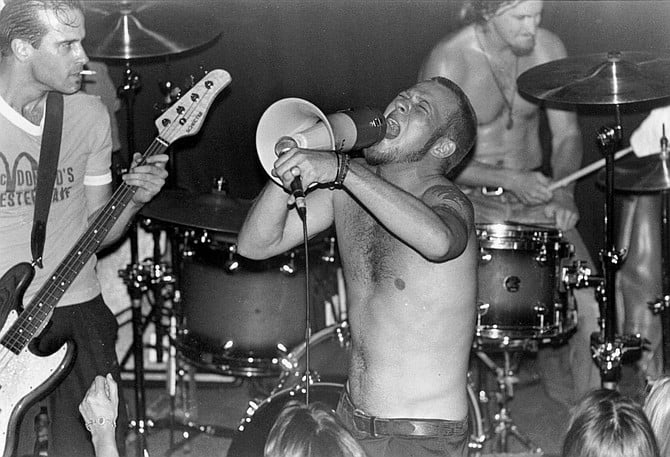 Stone Temple Pilots at Bodie’s, 1993. Mark Gariss of the local band Radio Wendy had printed up black T-shirts that read, “STP ain’t from SD.” A group of his friends wore the shirts to the show at Bodie’s.