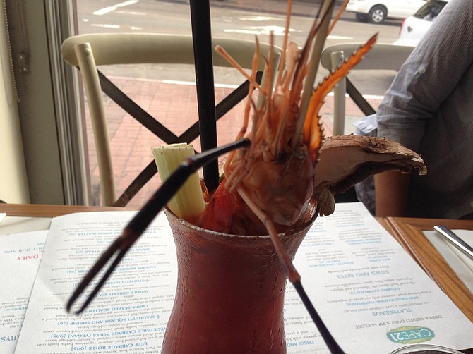 Prawn Star Bloody Mary comes with a huge shrimp