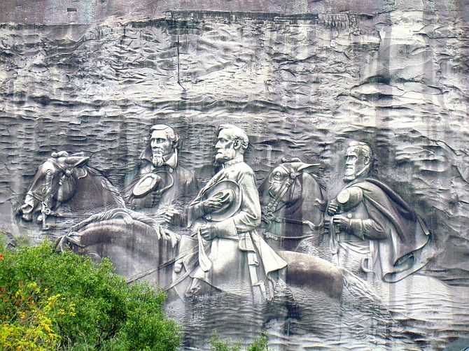 Confederate Memorial Carving depicting Jefferson Davis, Robert E. Lee and "Stonewall" Jackson
