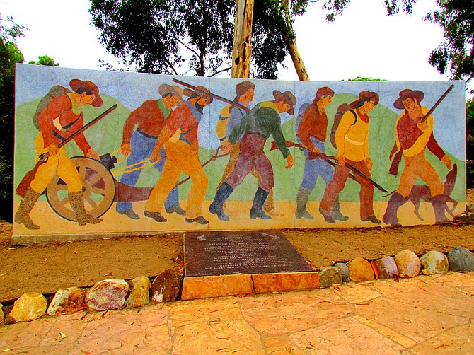 The Mormon Battalion Monument in Presidio Park.