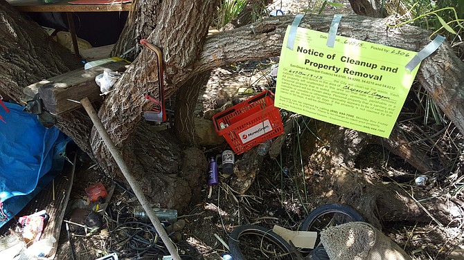 Notice posted during June enforcement action in Chaparral Canyon