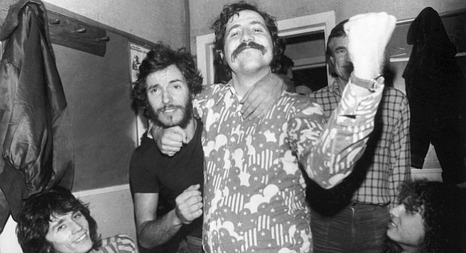 Bruce Springsteen and Lester Bangs, 1975. Lester returned to town to spend the Christmas of 1973 with Andrea, who had an apartment in El Cajon. It was a festive time, and Lester wore an expensive new sport coat and much cologne from the many Christmas gifts he got from the Creem staff. He had put on so much weight that he looked obese.