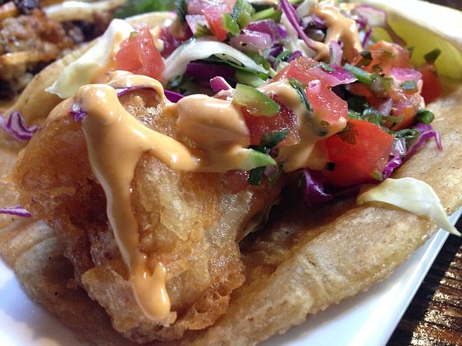 This beer-battered Baja fish taco looks better than most, tastes about the same.
