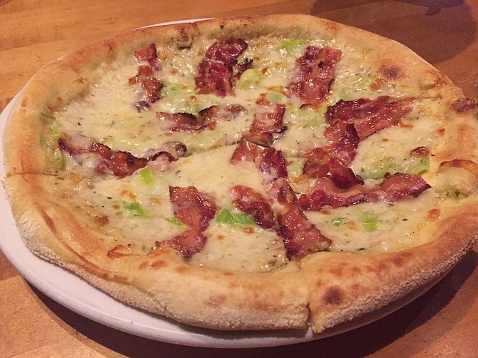 Bacon and Leek pizza