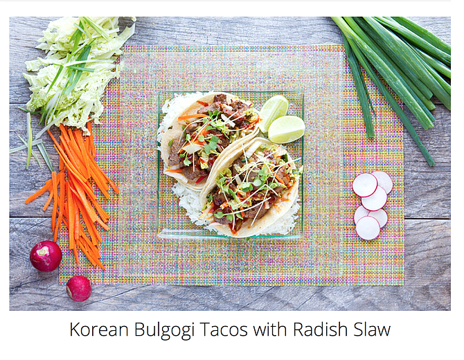 The Korean beef tacos on the Gobble website