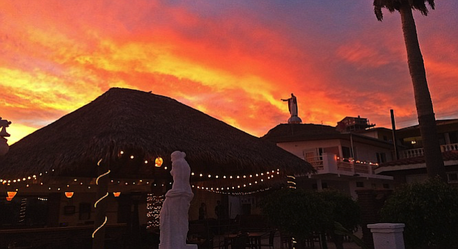 Sunset over the Baja Calypso patio.
