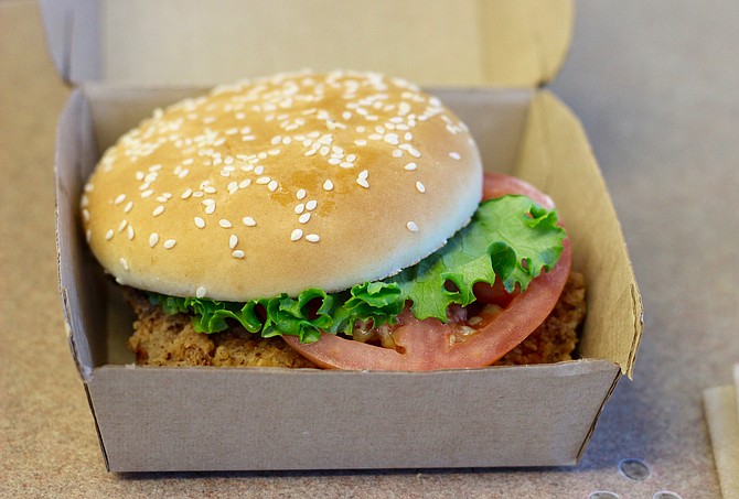 Deluxe Chicken Burger inside its box