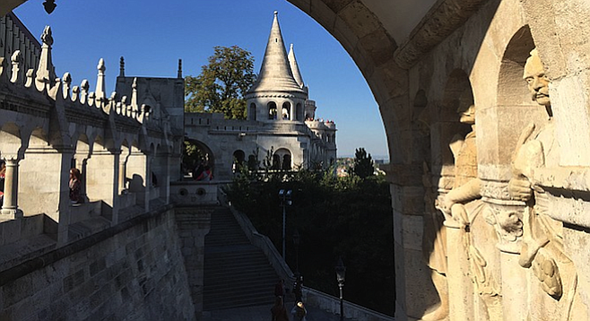 The hilltop Fisherman's Bastion on the Buda (quieter) side of the city.