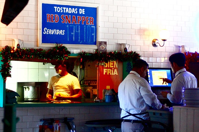 Kitchen view with the red snapper counter
