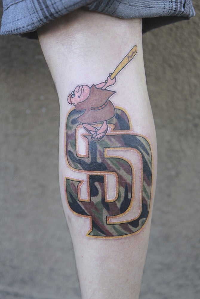 San Diego Padres camouflage tattoo by Tim Lees of 4everUtat2 www.TimLeesTattoo.com