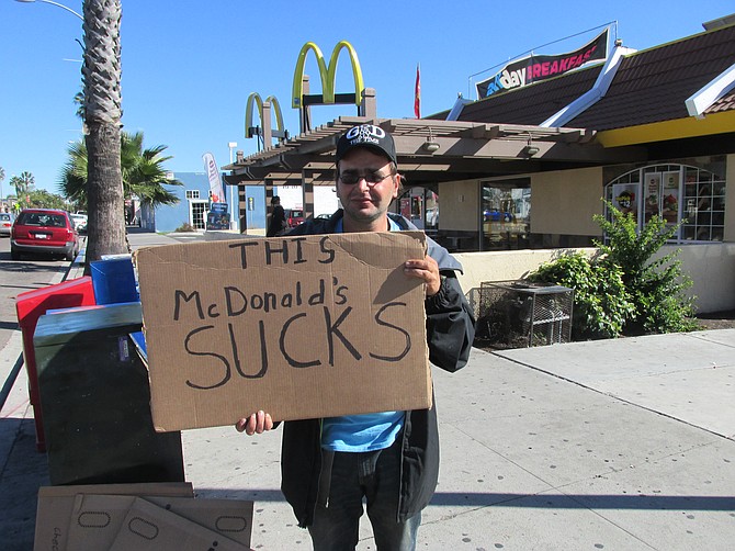 Nate Nicholson again protests the Pacific Beach McDonald's