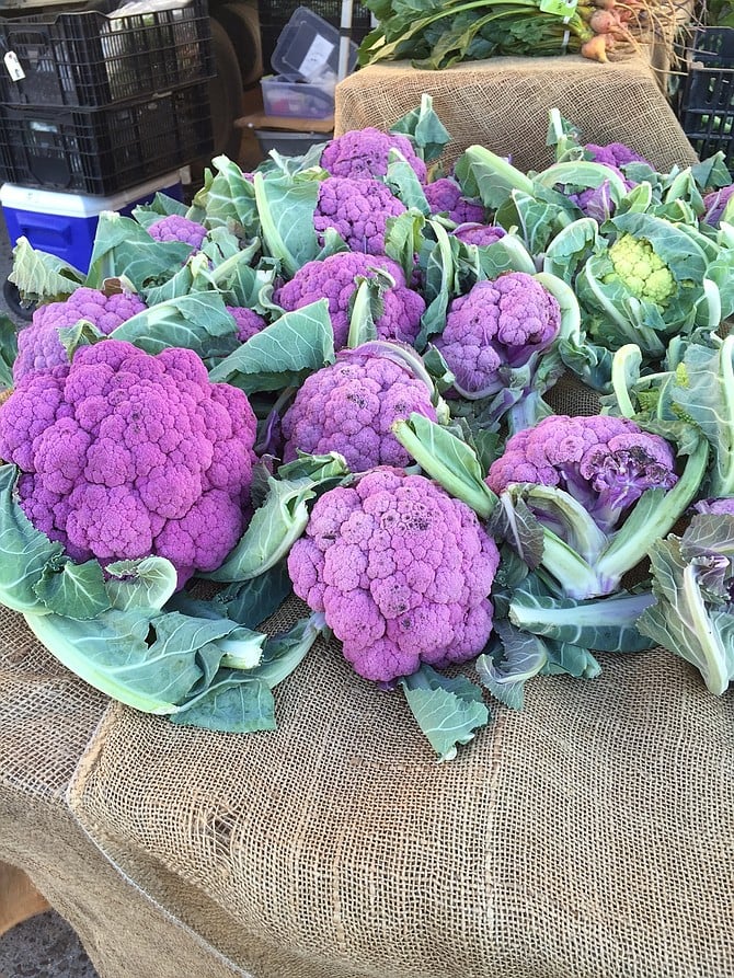 Purple cauliflower at the PB Farmers' Market
