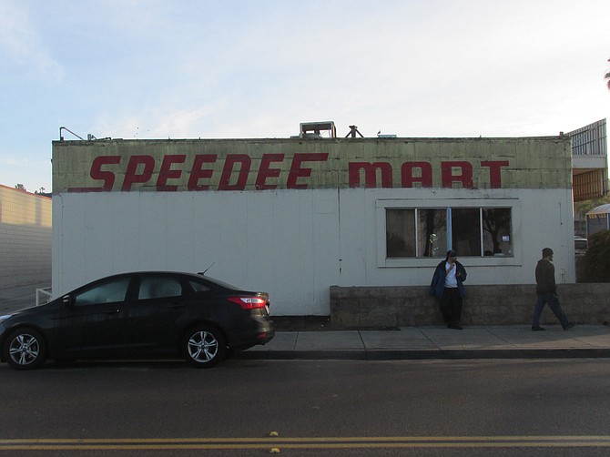 Cardiff's old 1958 Speed Mart sign exposed