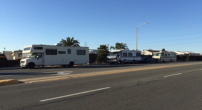 RVs parked on Fourth Avenue in Chula Vista