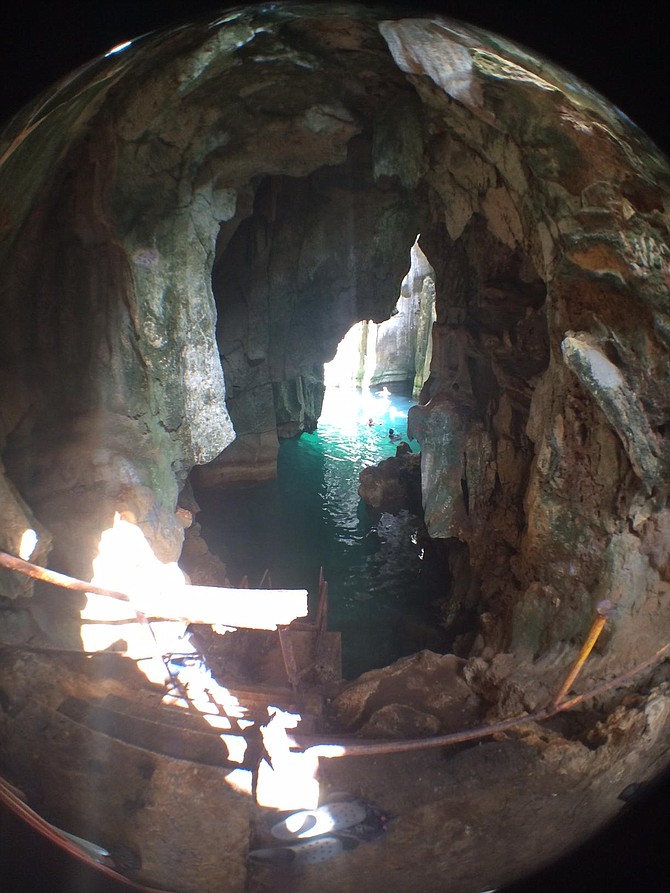 fish eye view, swimming grotto in Fiji