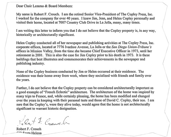 “...I do not believe that the Copley property can be considered architecturally important...”