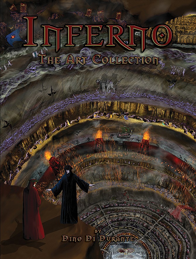 Hello,

This is the cover of "Inferno - The Art Collection" by Dino Di Durante, a full color book of a 72-piece art collection based on Dante's Inferno story, the first part of the literary masterpiece - The Divine Comedy by Dante Alighieri. 

If you need room for the "Reader" logo on the left side, we can accommodate the image to adjust to your requirement by adding part of the back cover on the left side, which has a rock background.  Regardless, if you choose this image, the title of the book must remain somewhere in the image, which we can move around and also accommodate to both sides convenience.

This is a recent article about this art, and perhaps you can consider writing your own: http://www.thalo.com/articles/view/1179/dantes_inferno_gets_re_painted

Regards, 

Angelo
Editor
