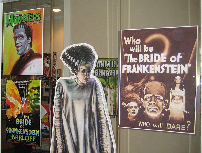 posters of Frankenstein, Flash Gordon, Forrest J. Ackerman's Famous Monsters of Filmland, Creature from the Black Lagoon at Ackermansion Café