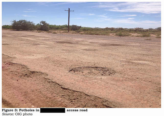 Department of Homeland Security report makes mention of "unsafe and deteriorating" roads