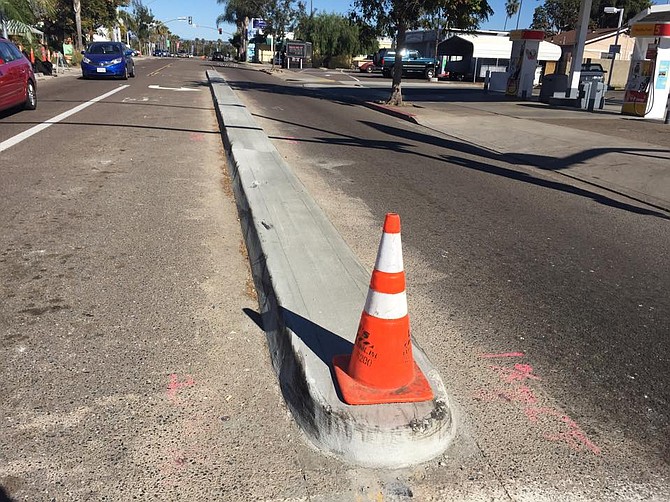 An orange cone left by a good Samaritan before Thanksgiving 2015.