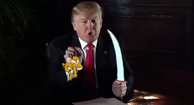 These people behind these lawsuits say make some silly arguments about how Trump University should give them their money back. I will now cut those arguments to pieces, much as a cartoon cat might dismember this pesky mouse.”