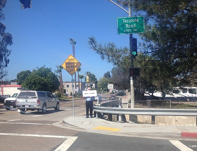 Dave Potter at Morena Boulevard and Tecolote Road intersection, where a Bay Park sign will go up around June 2016