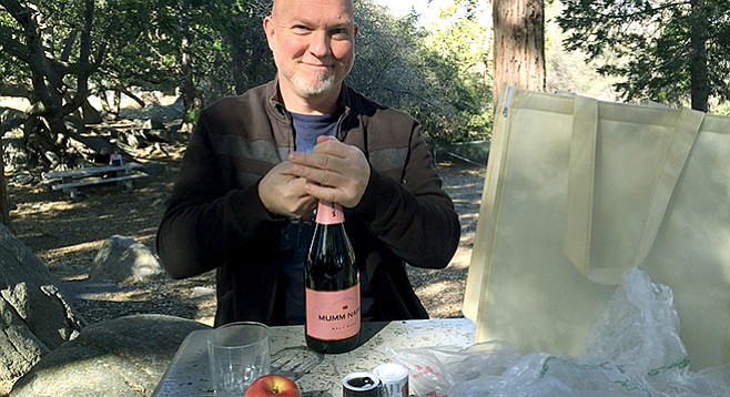 David pops a little bubbly at 6000 feet