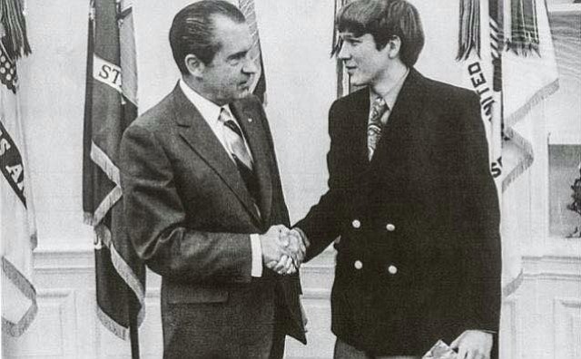 Kasich shaking the hand of someone he admired in 1970 at the age of 18. That's Nixon for those of you that don't recognize that mug. 