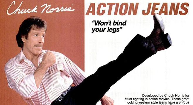 Chuck Norris’s Action Jeans with the patented No-Bind® Crotch