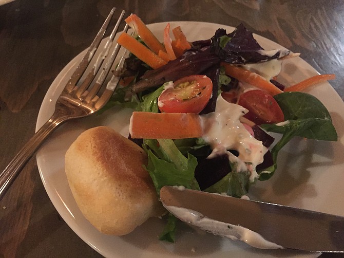 One third of the Insalata di Barbabietola ($7.55) with beets and goat cheese