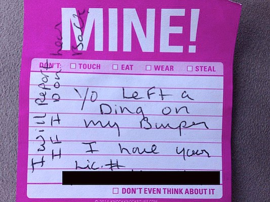 The note Tess Donaldson found on her car