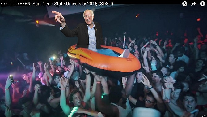 A teachable moment. “This is how late-stage capitalism works,” cried a jubilant but concerned Sanders from his inflatable raft atop a sea of hard-partying supporters. “You, the laborers, all are expected to find satisfaction in keeping me, the capitalist, afloat. But I’m not looking down at you in gratitude. Instead, I’m using my unique, privileged vantage point to scope out the two hotties from AXO who are making out in the VIP room. Qui bono? Me bono! And then I have the nerve to tell you that you should be happy about that. Just how high does the establishment think you are?"