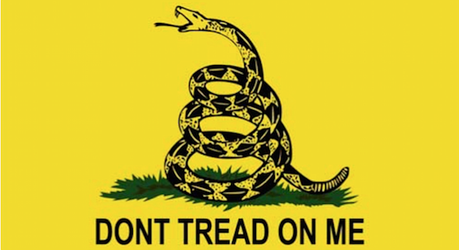 The Gadsden flag, reputedly co-opted by the Sovereign Citizen group