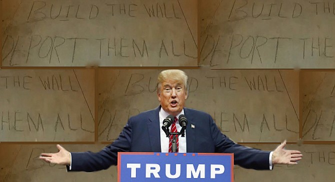 Trump unveils his plan for the new “message-forward” border wall in Otay Mesa last week.