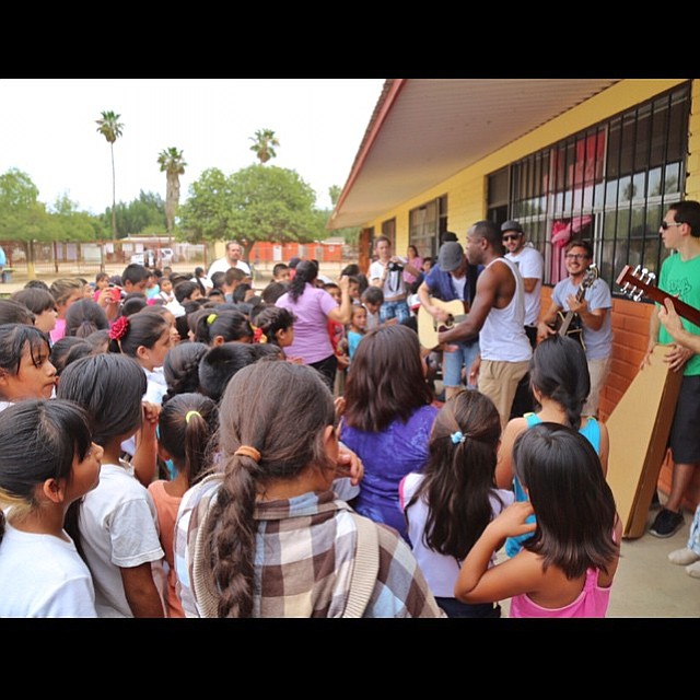 Donation stop at a small school in San Vicente.