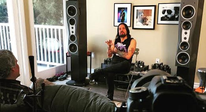 Jason Blackmore (back to camera) interviews Tommy Victor from Danzig.