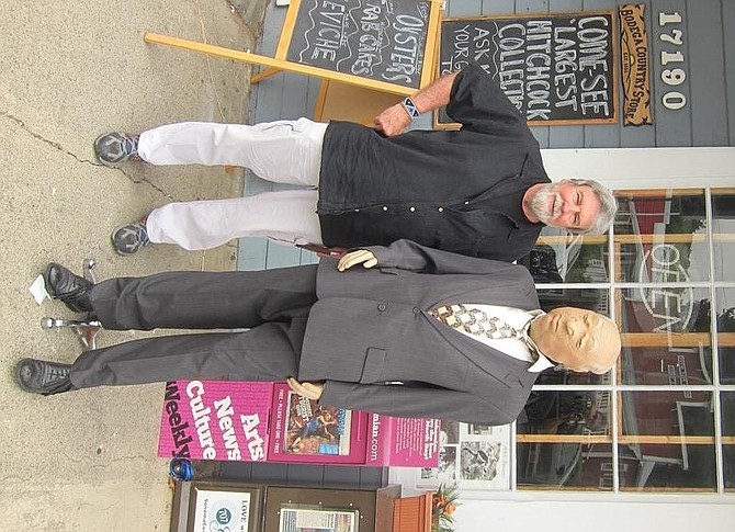 Author with Hitchcock mannequin