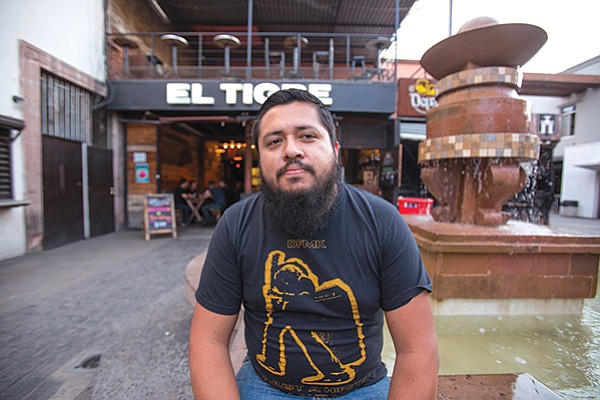 Juan Bojorquez of Ley Seca in front of El Tigre, one of the several  tap rooms at which he sells his homebrew.