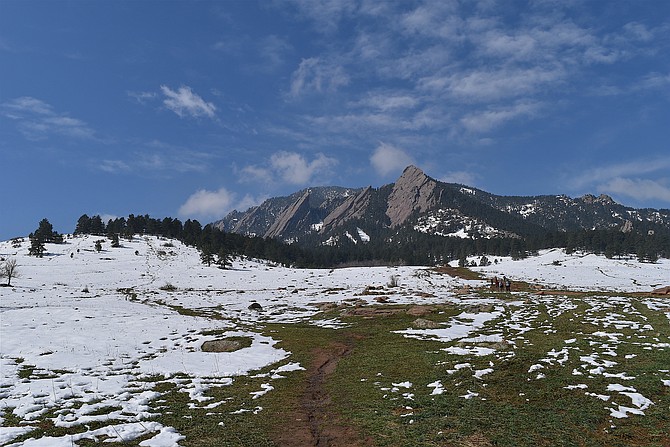 Chautauqua Trail with Flatirons rock formations in the background, Boulder, Colorado, April 20, 2016.  Took this scenic and beautiful hike while at a trade show in Denver last week.  