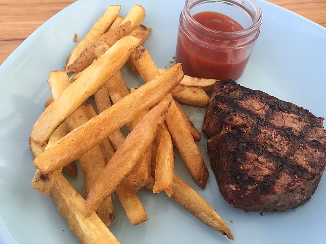 The steak filet on the kids’ menu was cooked to a perfect medium rare.