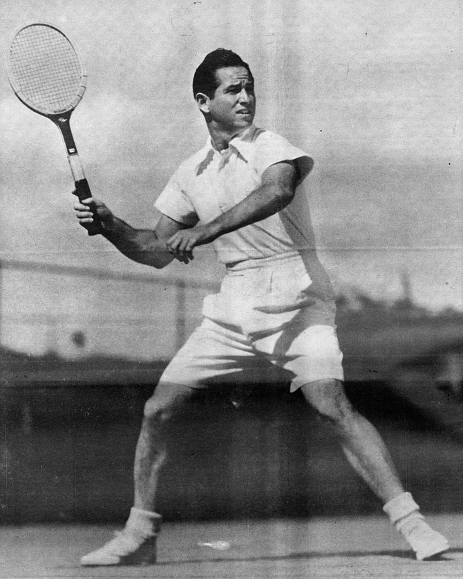 Bobby Riggs, circa 1940. "The grass-court circuit started at the Nassau Bowl on Long Island, then we went to Boston for the Longwood Bowl, then to Seabright, then to Southampton, then to Rye, then to Newport, then the national double at Forest Hills — "