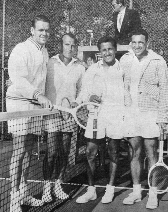 Jack Kramer, Bill Rodgers, Segura, Don Budge. Said Segura about Kramer: "He'd go right after my weaknesses. He'd pound my backhand, then make me try to pass him."