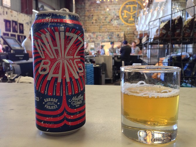 Modern Times head brewer Matt Walsh collaborated with New Zealand brewery Garage Project on Guy Fawkes Day 2015 to brew Whizz Bang Hop Rocket IPA, featuring Riwaka hops and gunpowder tea.