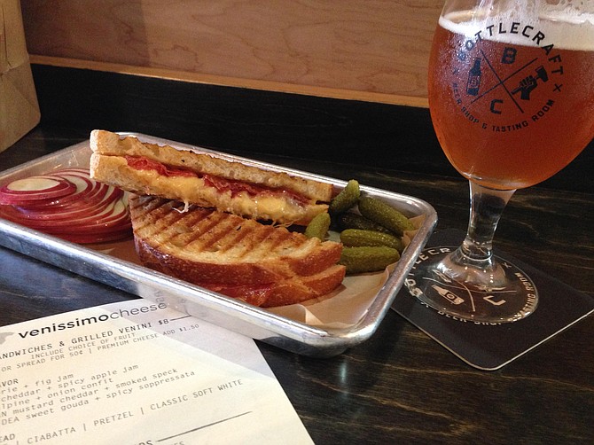 Gourmet grilled cheese and beer